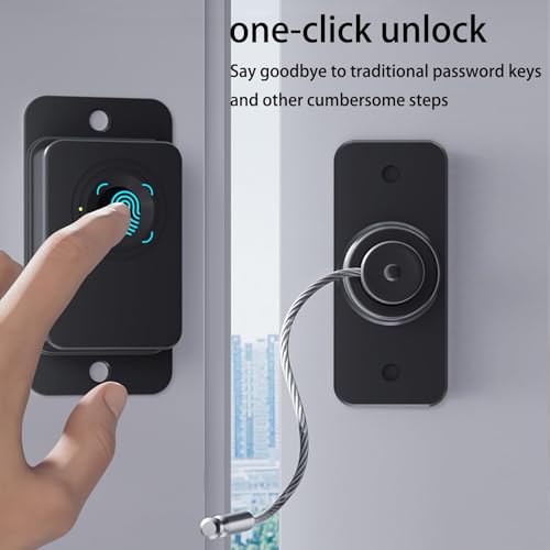 Uniiking® Fingerprint Fridge Lock, Refrigerator Lock with Fingerprint, for Fridge, Cabinet Locks, Drawers, Dishwasher, Toilet and Cabinet Locks Baby Proofing, Adhesive No Drilling (Black)