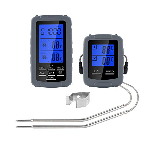 Bullker Wireless Digital Remote Meat Thermometer Dual Probe For Grilling Smoker BBQ Food Thermometer,The Best Wireless Accessories For Safe Remote Grilling, Kitchen Cooking, Smokers