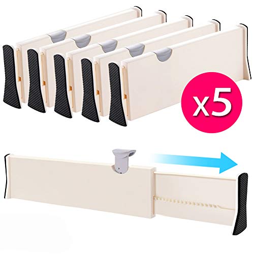 image for JONYJ Drawer Dividers Organizer 5 Pack, Adjustable Separators 4