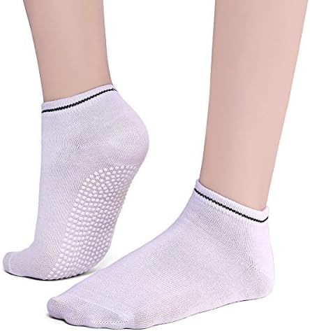 Women Socks Non Slip Cotton Yoga Socks With Grips for Ballet, Pilates and Dance Workout(White)