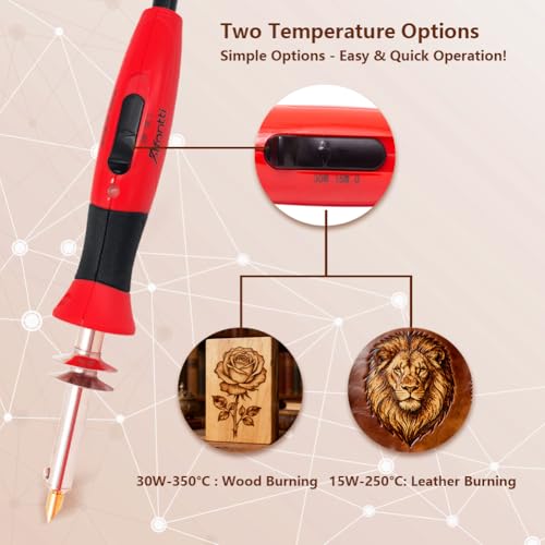 Afantti Wood Pyrography Kit, Pyrography Pen Leather Burning Tool | 26 Letters | Adjustable Temperature | for Engraving