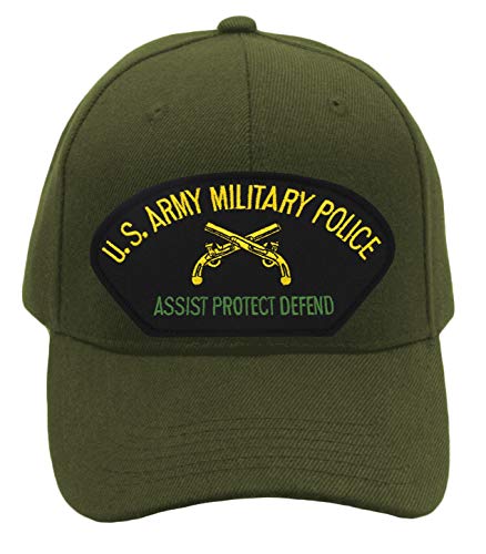 US Army Military Police Hat/Ballcap Adjustable One Size Fits Most (Multiple Colors & Styles) (Olive Green, Standard (No Flag))