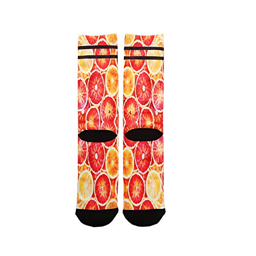 DREAM SLIM Mens Unisex Funny Crazy Color 3D Skull Pattern Athletic Basketball Sports Novelty Crew Tube Socks (Grapefruit) - Thumbnail 3