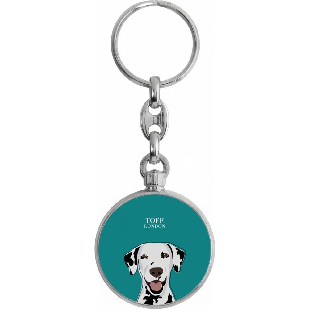 Toff London Black And White Dalmatian Dog Head Keyring