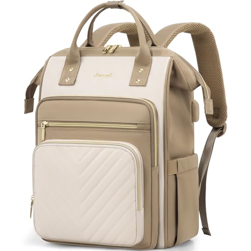 LOVEVOOK Rucksack Damen Groß, 17,3 Zoll Laptop Schulrucksack Mädchen Wasserdicht, Elegant Reiserucksack Tagesrucksäcke Arbeitstasche, Schultasche Lehrertasche B