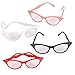 4E's Novelty Cat Eye Glasses with Rhinestones - 50's 60's Retro Glasses 4 Pack, 4 Bonus Sticker