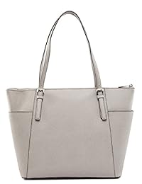 Michael Kors Mujer Jet Set Bolso de hombro grande de cuero Saffiano con cremallera superior