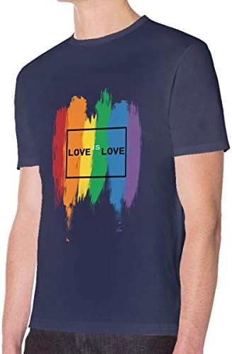Rainbow Gay Pride Flag Printed Love is Love Men's Adult Short Sleeve Round Neck Ultra Cotton T-Shirt