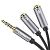 UGREEN Audio Splitter Kabel 3.5mm Male to Dual Female Headset en Mic Aux Splitter Kabel 4 Polig Nylon Aux Kabel…