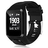 HUMENN Band Compatible with Tomtom Runner 2/3 Series,Spark 3,Golfer 2,Adventurer - Silicone Replacement Runner Watchband Watch Strap for Women Men (1,Black)