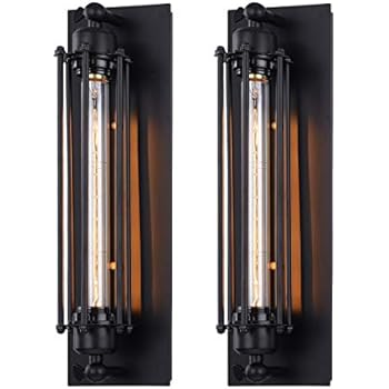 Pauwer Industrial Wall Sconces Set of 2 Wire Cage Wall Sconce Lamps Black Vintage Edison Wall Light Fixtures (17.32