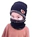 HINDAWI Winter Beanie Scarf for Boys Girls (5-14 Years) Warm Snow Knit Hats Windproof Circle Scarf Kids Slouchy Skull Cap Black