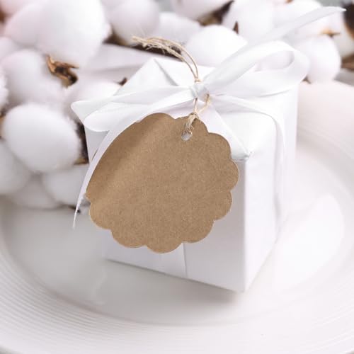 SallyFashion 200PCS Kraft Paper Tags with String, Round Circle Gift Tags 2.4\