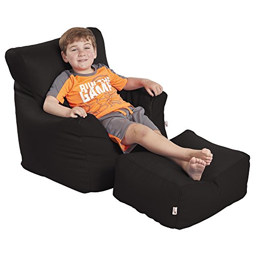 Ecr4kids bean bag chair and ottoman set, black