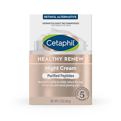 CETAPHIL HEALTHY RENEW SKIN TIGHTENING NIGHT CREAM 1.7 OZ, WRINKLE REPAIR CREAM FOR FACE WITH PEPTIDES, RETINOL ALTERNATIVE CREAM FOR SENSITIVE SKIN, FRAGRANCE FREE