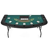 Giantex Folding Play Poker Table w/Cup Holder, for Texas Casino Leisure Game Room, Foldable Blackjack Table (7 Player (Poker Table))