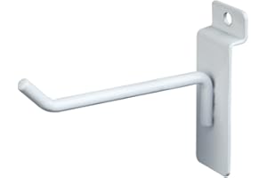 Econoco Slatwall Deluxe Hooks, 4 Inch Display Hooks for Slatwall Panels, Heavy Duty Metal, Pack of 96, White