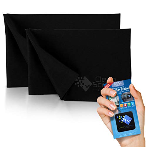 CLEAN SCREEN WIZARD Microfiber Cleaning Cloth 14” Compatible with MacBook Pro 14” and Computer Laptop 14”, 2 Black Screen/Keyboard Covers