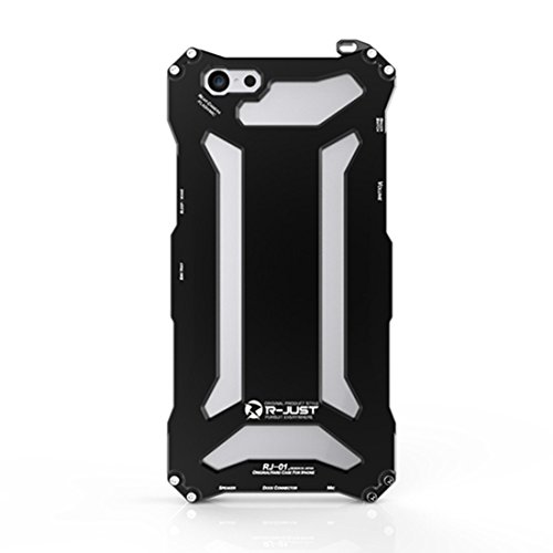 R-JUST Premium Shockproof Dropproof Aluminum Metal Protection Mechanical Armor Cover for Apple iPhone 6/6s 4.7 Inch (Black)