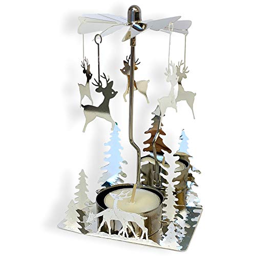 BANBERRY DESIGNS Spinning Metal Candle Holder Reindeer