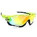 YUNYILAN 2018 Cycling Sunglasses polarized Mens Sport Glasses 3 Lens Cycling Glasses Bicycle Glasses Eyewear (Fluorescent green Black)
