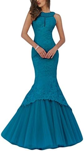 Promworld Women's Halter Neck Key Hole Mermaid Long Evening Gown Fuschia