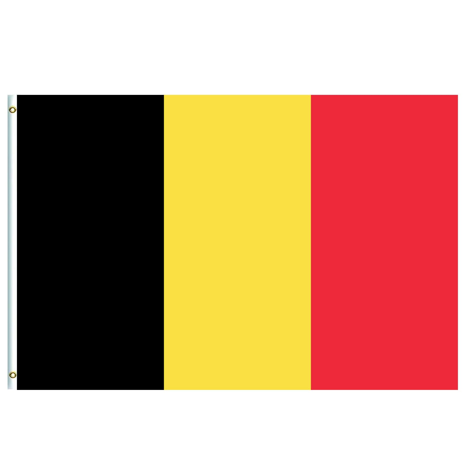 Large Belgium Flag 5ftx3ft with Eyelets for Fifa World Cup Football 2026 Decorations,Big Belgian Flags for Indoor Outdoor Sports Garden Event Eurovision Euro Football Belgium Party Decorations