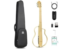 Natasha Bamboo Beginner Smart Guitar, Nylon String Kids Classical Guitar, Classical Guitar with Removable Frames, Wireless Re