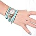 Souarts Coffee Women Multilayer Weave Wrap Link Leather Bracelet Quartz Wrist Watch (Coffee) (Blue)