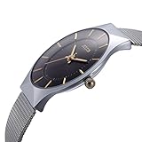 Affute Ultra Thin Dial Luxury Men's Watches Analog Display Quartz Mesh Band Wrist watch(Black)