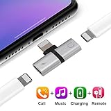 Headphones Adapter Splitter Compatible for iPhone 7/7Plus/X10 8/8Plus Earphone Cable Extender 2 in 1 Audio Adaptor Accessories Audio＆Charge＆Call＆Music Double Dongle Support for iOS 10.3-11.4