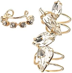 Crystal Teardrop Ear Cuff Gold-tone Earrings