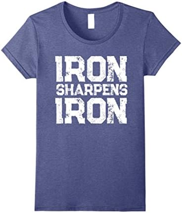 Womens Iron Sharpens Iron T-shirt Medium Heather Blue