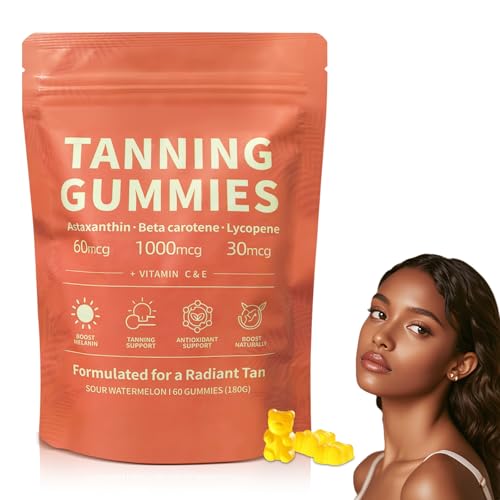 Skin Tanning Gummies, 2026 New Tanning Gummies for TanningGummies That Work Fast Without Sun, Radiant Healthy Skin, Vitality Support & Hydration, 60 Count(1 Pack)
