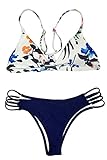 Cupshe Fashion Women's Colorful Floral Printing Strappy Padding Bikini Set