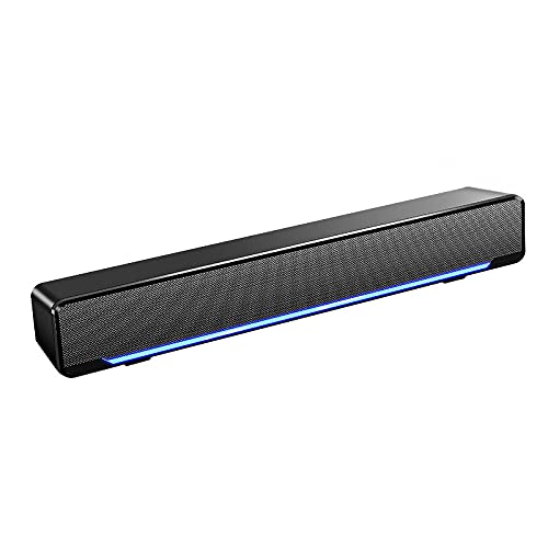 Zunate 3D Stereo Soundbar - Portable USB Wired 3.5mm Soundbar for Desktop, Laptop, TV, Smartphone, Tablet PC (Black)