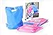 Plastic Thank You Gift Bags with Die Cut Handles 12x15 Inch with 3 Inch Gusset (100) - Pink and Blue Glossy Pastels, Thick Poly - Retail Merchandise Shopping, Trade Shows - Quality Made - Bonus ebook