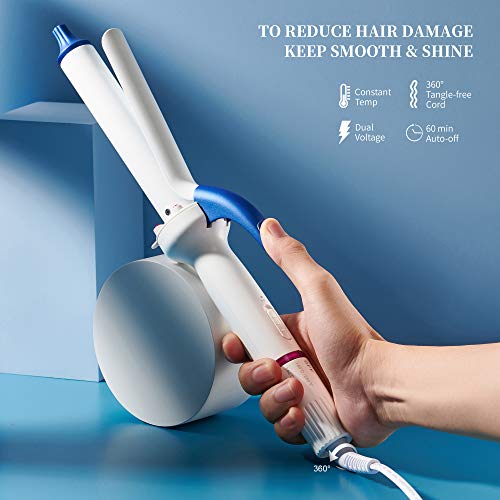 Sethya Curling Iron Ionic-Infrared Ceramic Curling Wand for Loose Curls & Waves Curlers 6 Heat Settings up to 450°F Hair Curler Wand Incl Auto-Off Dual Voltage