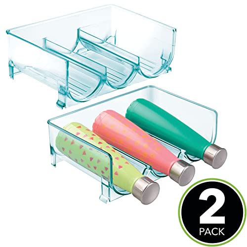 mDesign Stackable Plastic 3 Bottle Refrigerator Wine Rack Kitchen