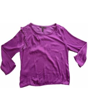 Bcbgmaxazria Bcbg Shoulder Ruffle Side Drape Luxe Satin Womens Top - Orchid