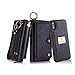 Petocase Compatible iPhone XS Max Wallet Case, Multi-Functional PU Leather Zip Wristlets Clutch Detachable Magnetic 13 Card Slots 4 Cash Purse Protection Back Cover for Apple iPhone 10S Max 6.5