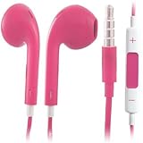 Hot Pink High Quality Earphones Earbuds EarPods 3.5mm with Remote and Mic for the iOS Devices - compatible with Apple iPhone 5S 5C 5 4S 4 3 iPad Air mini2 mini 4 3 2 iPod Touch 5th iPod Nano 7th