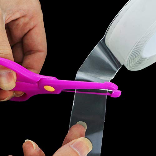 Neworkg Double Sided Adhesive Tape, 9.8Ft/5m Adhesive Silicone Tape - Transparent Strong Adhesive Traceless Removable and Reusable Anti Slip Tape for Home, Wall, Room, Office Decor(2mm Thickness)