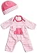 JC Toys | Berenguer Boutique | La Baby Doll Outfit | 2 Piece Hot Pink Striped Onesie|Washable| Ages 2+ | Fits Dolls 9