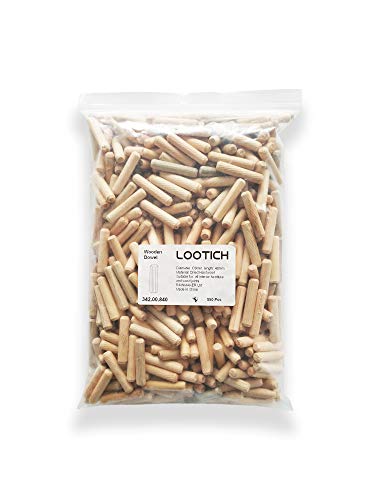 LOOTICH Wooden Dowel Pins M8 x 40mm Grooved for Furniture Cabinet Panels Connection (Pack of 550)