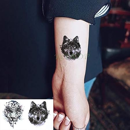 Ljmljm 5pcs Tatouage étanche Autocollant De Loup Tête Dun