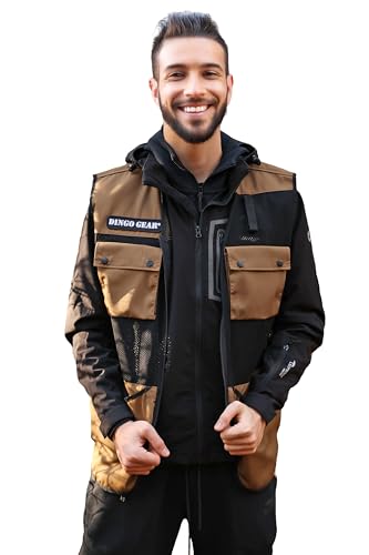 DINGO GEAR Professional Vest for Dog Training, Handmade from Ripstop and Mesh, Many Functional Pockets, Lightweight, Colour – Coyote Brown, Size – M (S01495)