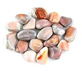 Crystal Allies Materials: 1/2lb Bulk Tumbled Pink Botswana Agate Quartz Stones from South Africa - Large 1" Polished Natural Crystals for Reiki Crystal Healing *Wholesale Lot*