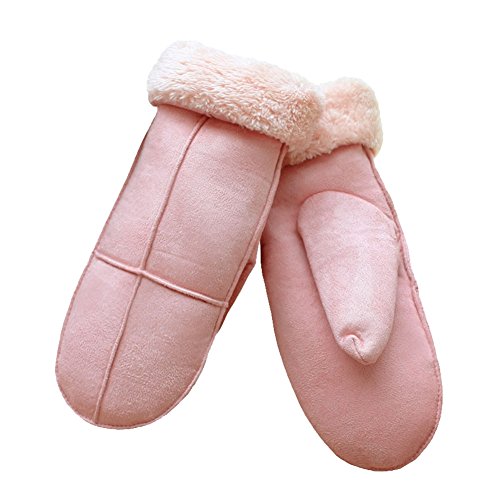 Women Ladies Winter Faux Fur Suede Mittens Super Soft Extra Warm Gloves
