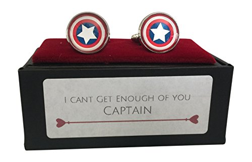 I can't get enough of you Captain' Captain America Cuff Links Perfectly Packaged